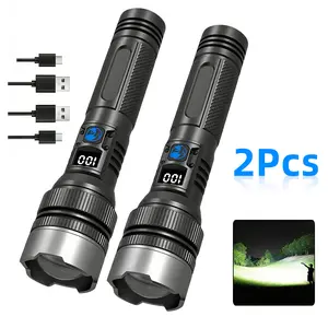 2PACKS High Lumen Rechargeable LED Flashlights Ultra-Bright Flashlights Shockproof and waterproof 5 Modes  Tactical Accessories,Zoom-able Torch Handheld Flashlight，For Outdoor Emergency Signaling Backyard BBQ Adjust Brightness TiktokShopSpringGlowUp