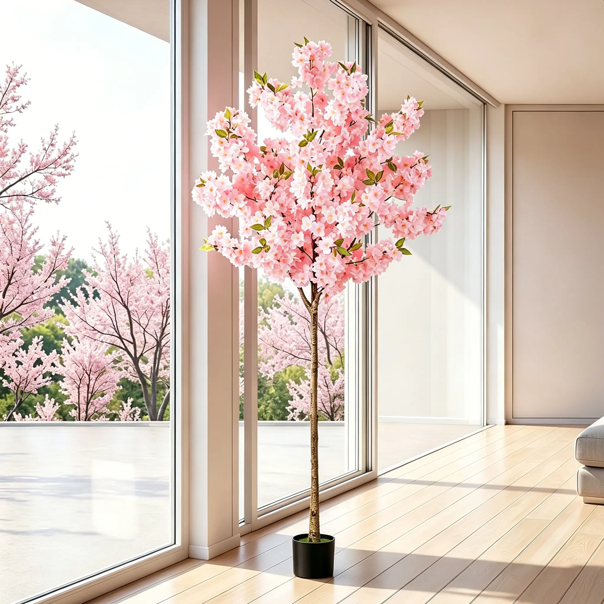 Elegant Artificial Cherry Blossom Tree, 5Ft Faux Floral Plant, Decorative Fake Pink Sakura for Living Room, Home Entryway Indoor Home Decor Supplies, Elegant Artificial Plants,dorm decor,dorm room decor