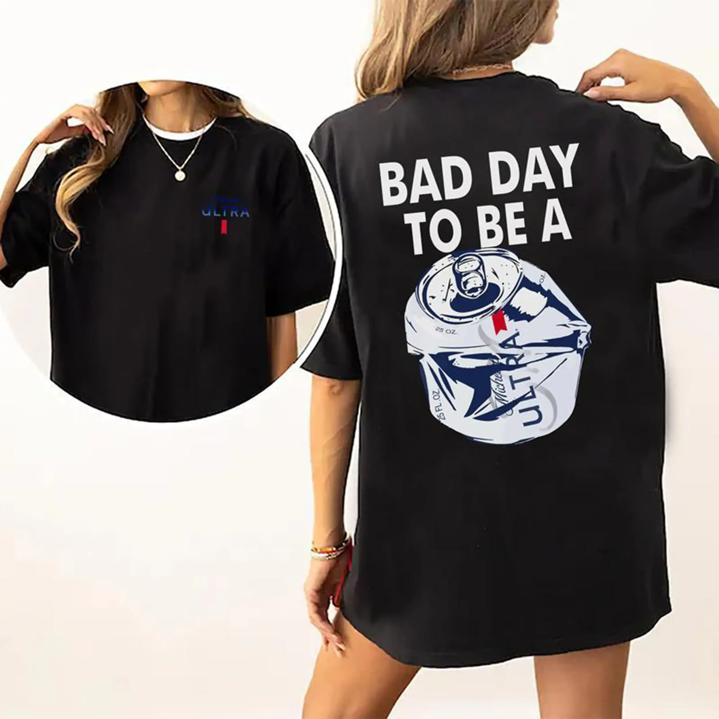 Unisex Michelob Ultra Graphic Tee - Fit Round Neck Streetwear Sports Top, Beer-Themed Printed Fabric Casual T-Shirt for Sports & Outdoor Wear