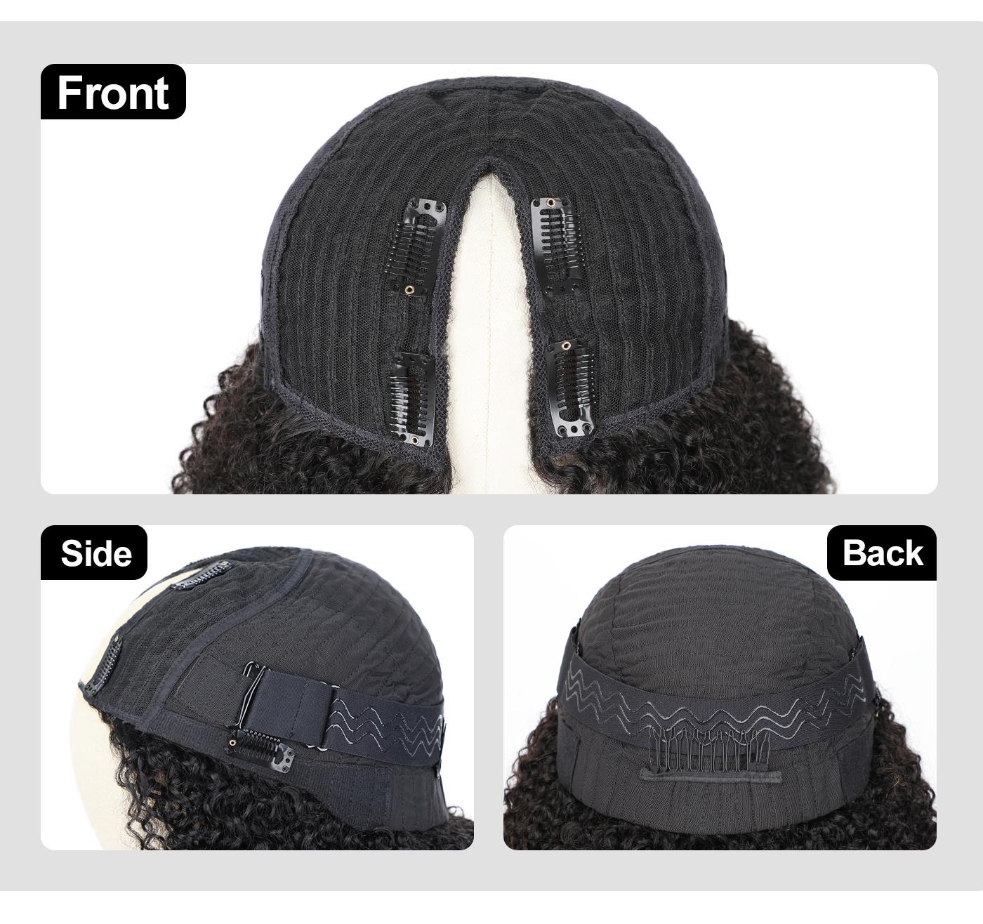 OQ HAIR V Part Wig Human Hair Afro Kinky Curly Wig No Leave Out Thin Part Beginner Friendly