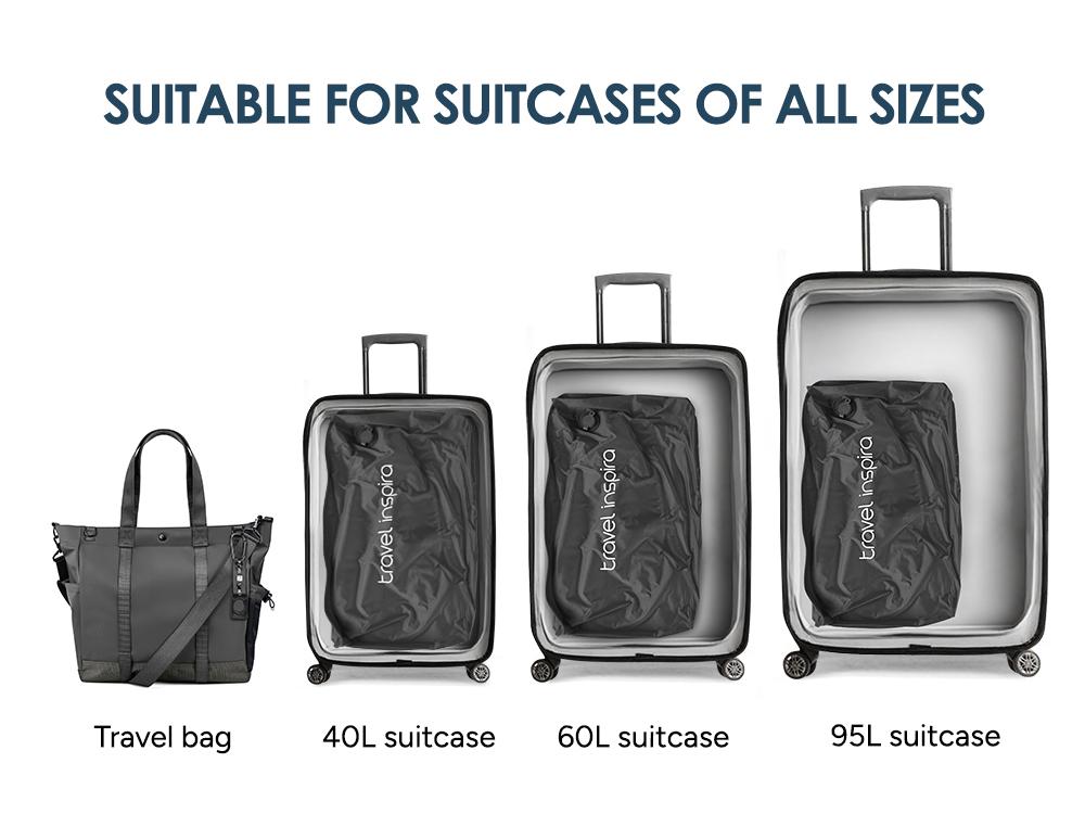 travel inspira Ultra-Durable Nylon 22L Vacuum Travel Bags with Pump,Space Saver, Organizer for Suitcases & Backpacks, Reusable, Lightweight, IP67 Airtight Zipper Seal,2-Bags Set,Storage Bag for Outdoor