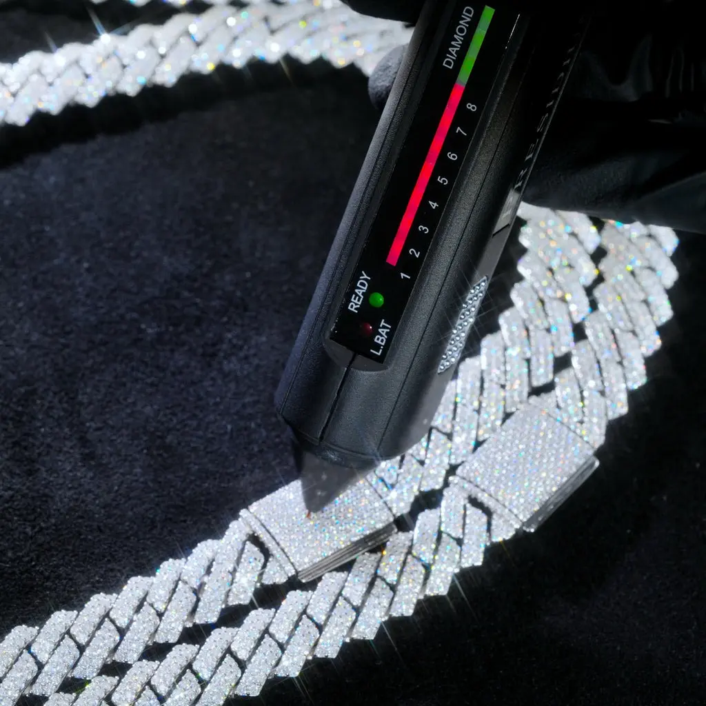 Moissanite 10MM Prong Cuban Link Chain Sterling Silver Pass Test Lab Diamond Necklace Valentine's Day Gift For Him