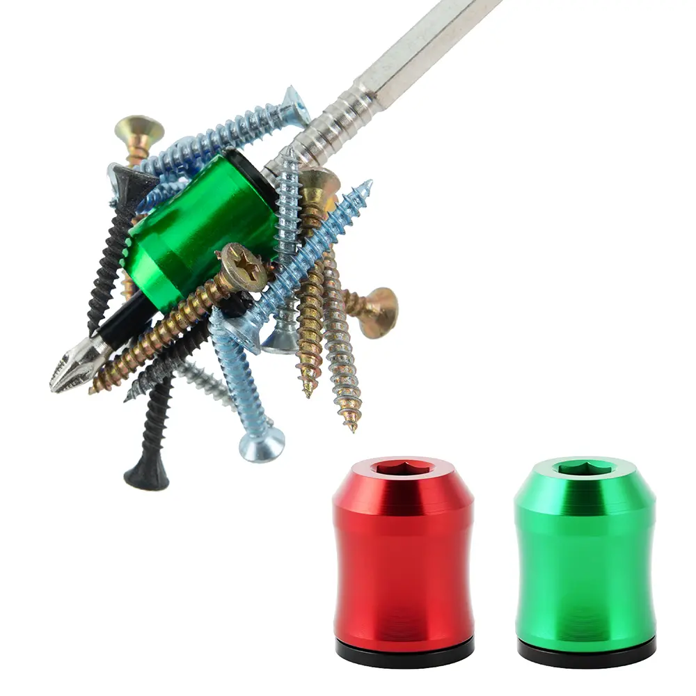 Universal Magnetic Ring 1/4 Inch Hex Shank Screwdriver Bit Magnetizer Strong Aluminum Alloy Screw Holder Tool for Home and Auto Repair