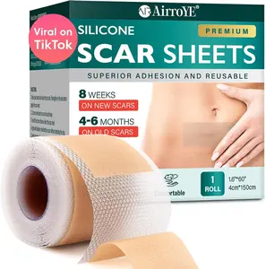 AirroYE Premium Silicone Scar Sheets 1.6"x60" Roll-3M Reusable Effective Removal for Surgical Scars Healing Keloids C-Section Tummy Tuck Healthcare Therapeutic