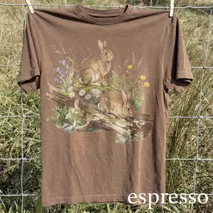 Comfort Colors Vintage Woodland Rabbit Graphic Tee, Retro Forest Animal Tshirt, Cottagecore Nature Top