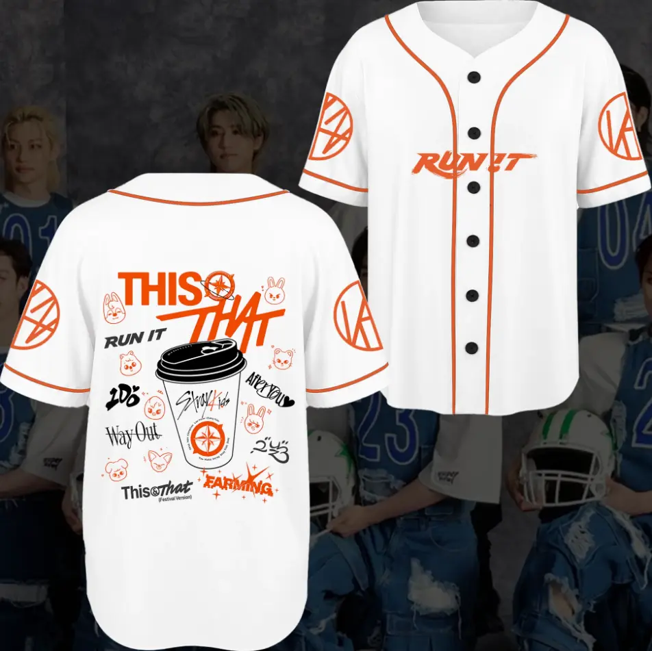 SKZ World Tour Run It Baseball Jersey Shirt, This And That, Retro Streetwear Tee, Music Fan Shirt, Unisex Gift