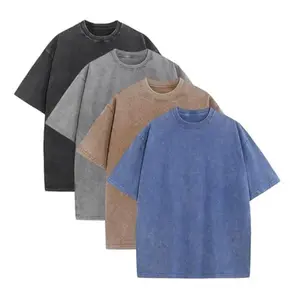 4 Pack Oversized Tshirts for Men Gym Vintage Heavyweight T Shirts Cotton Workout Acid Wash Baggy Tees