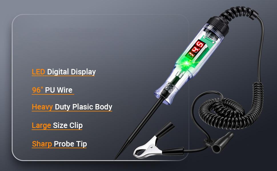 Enhanced Automotive Test Light, 3V-48V Digital Fuse Tester with Automatic Bidirectional Tester, Portable Design, and Precise Measurement for , RV, and