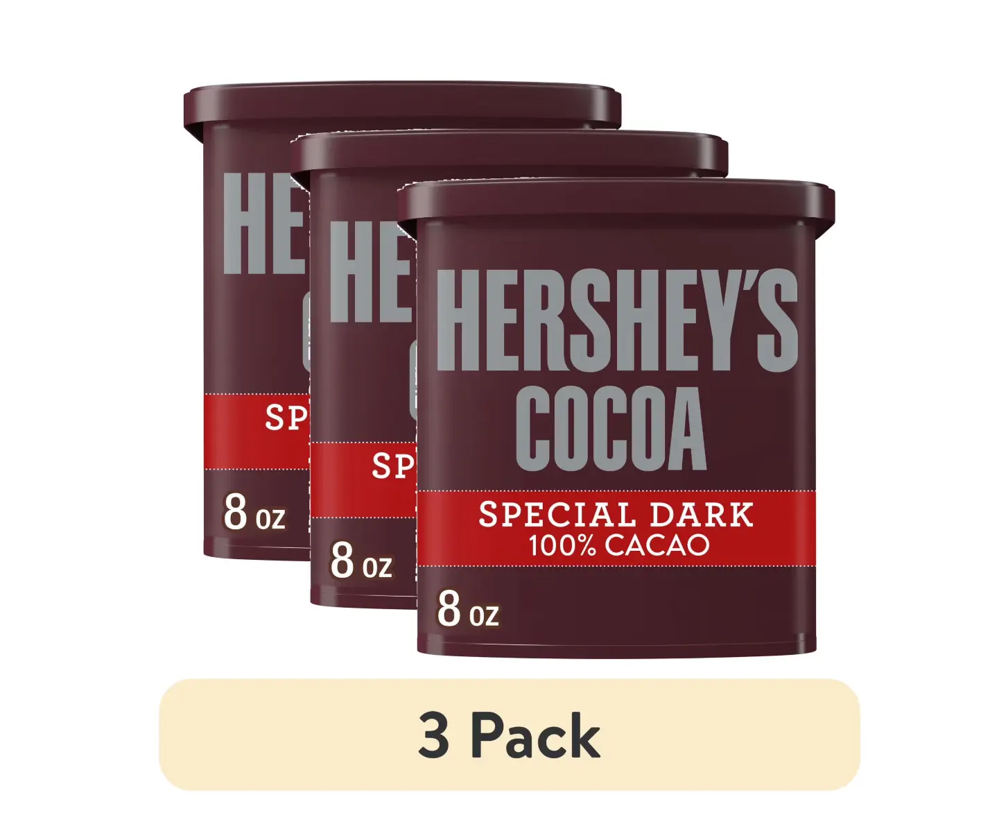 Hershey's Special Dark Dutched Cocoa Powder, Can 8 oz, 3 pack Organic Allergen-Free Black Cocoa Powder