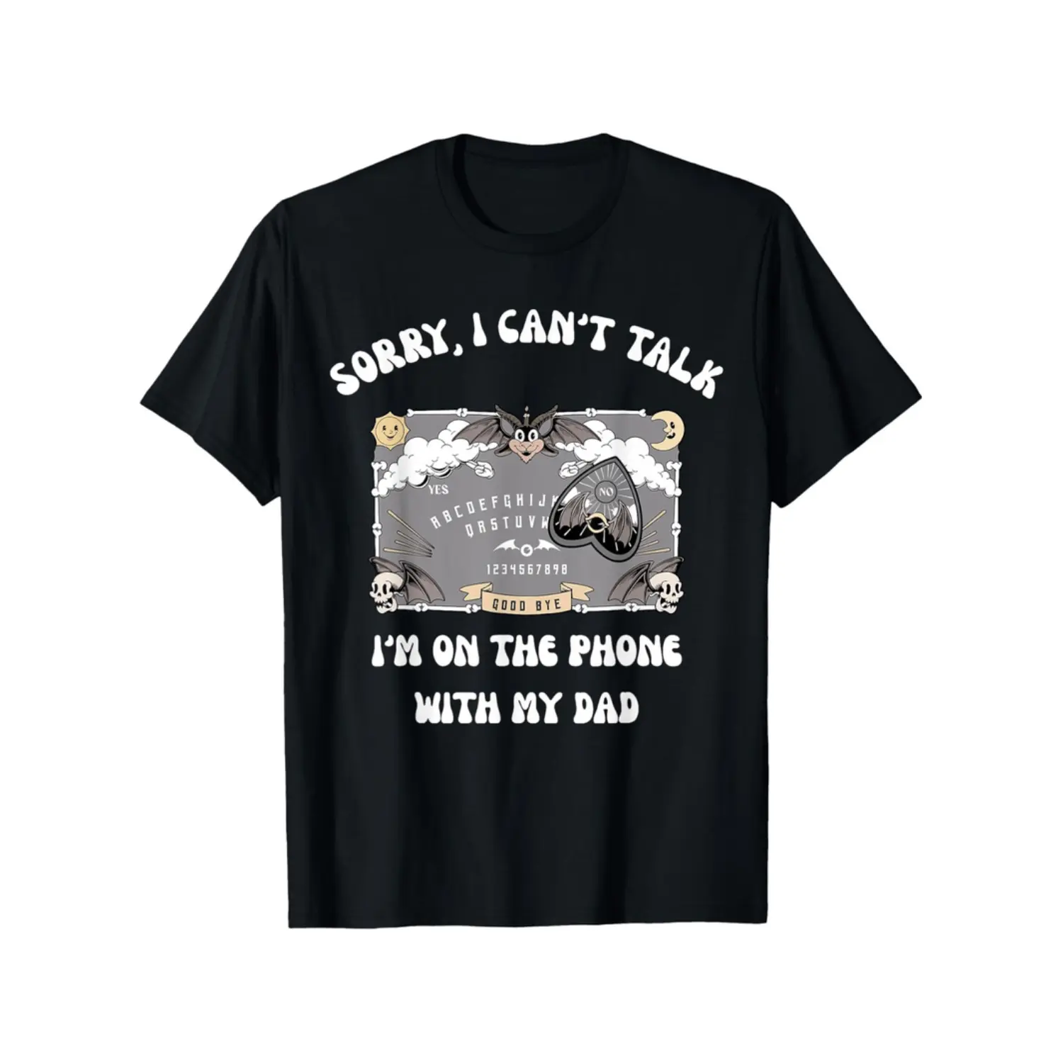 Funny Ouija Board Phone Call Graphic T-Shirt 100 Cotton Casual Fit Black Tee Available In S To XXXL Machine Washable Comfortable Wear