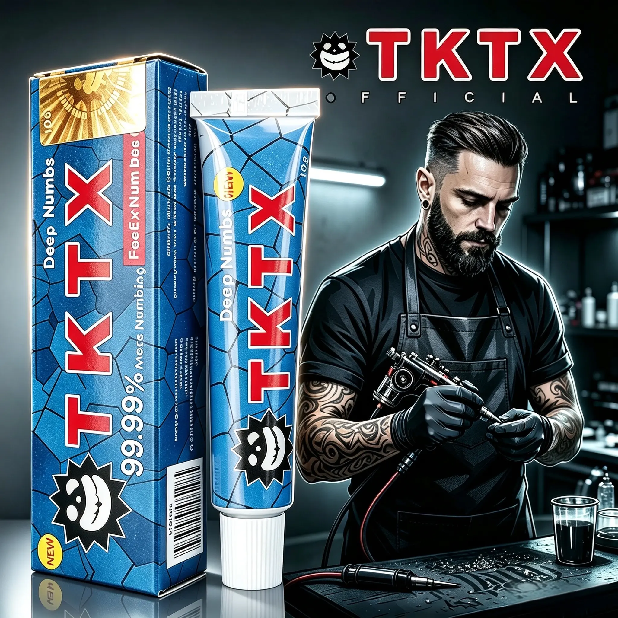 TKTX Blue 99.99% Super Strong Numbing Cream 10g Deep Long Lasting Pain Relief Cream, No More Pain During Tattoo Microblading Piercing Waxing Cosmetic Procedures