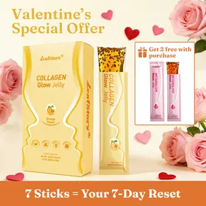【Only 9.9】LeafStory Collagen Glow Reset Jelly (7 Sticks): Orange Flavor, Collagen, Support Skin Health & Elasticity, Support Hair & Nails, Stress Relief & Nerve Health, Sugar-Free, Gluten-Free, Non-GMO, Gelatin-Free, Natural Ingredients-G