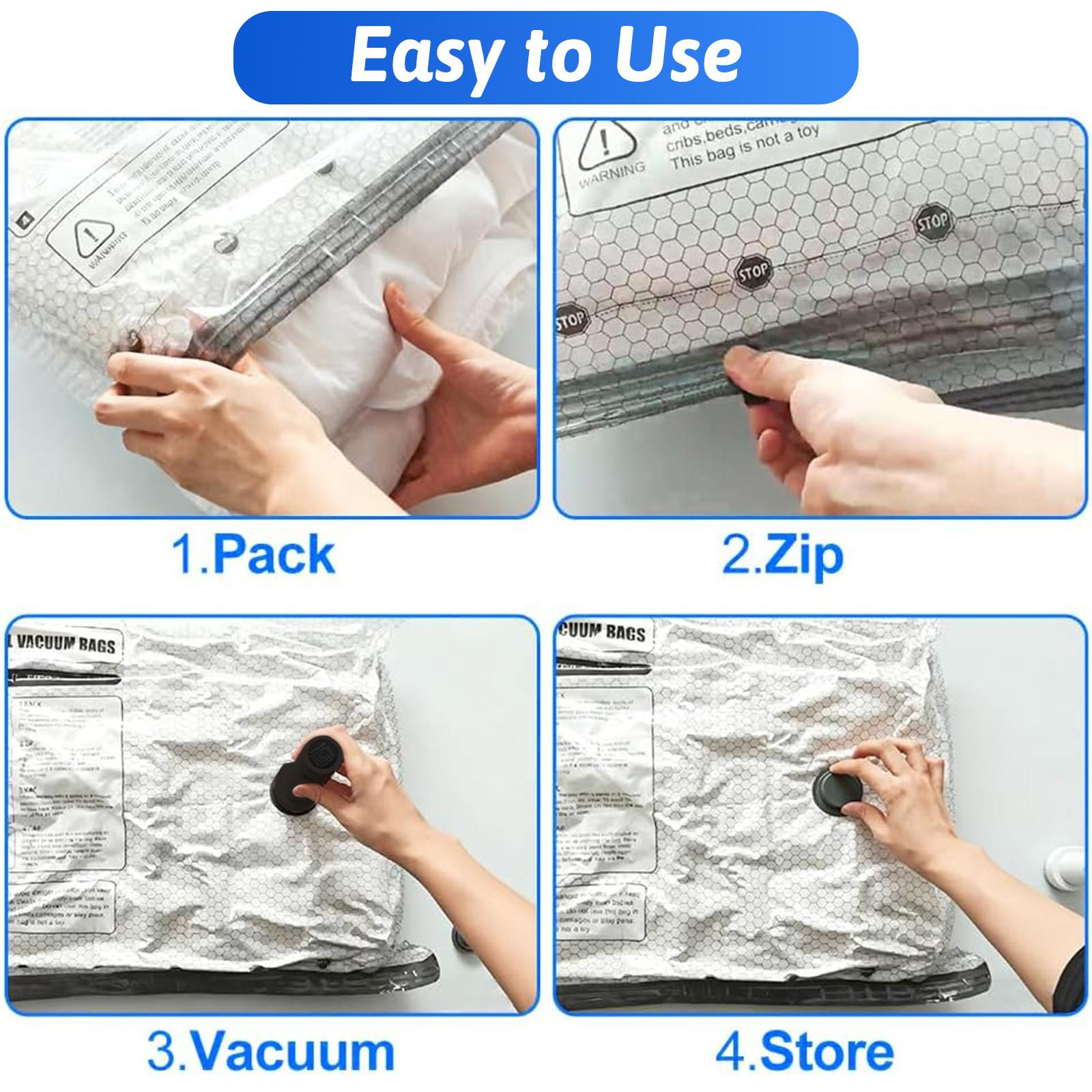 Cordless Electric Pump Vacuum Compression Zip Bags Set, Travel Storage Carry-On Luggage Packing Organizer Kit