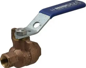 NIBCO 1/4" Bronze Full Port 2-Piece Inline 1-Way Flow Ball Valve, FNPT x FNPT Ends, Lever Handle, 600 WOG, 150 WSP NL95H04