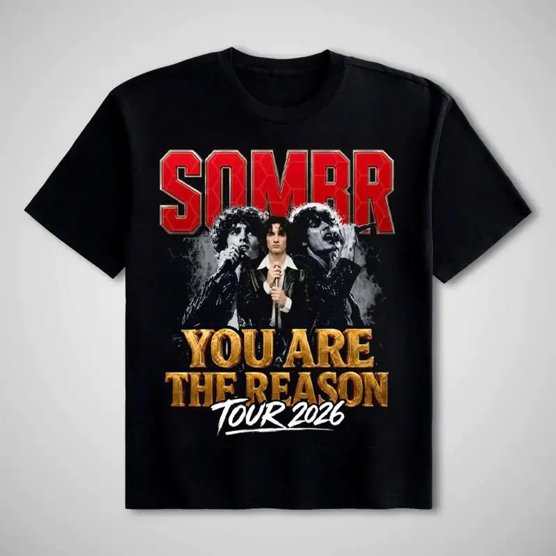 Women's Fitted Cotton Round Neck Short-Sleeve Sombr You Are the Reason 2026 Tour Print Concert Graphic Tee for Indie Music Fans