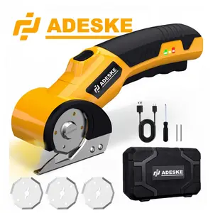ADESKE cordless electric scissors, rechargeable cutter, suitable for cutting materials such as cardboard boxes, fabrics, leather, carpets, etc. Comes with a beautiful storage box.