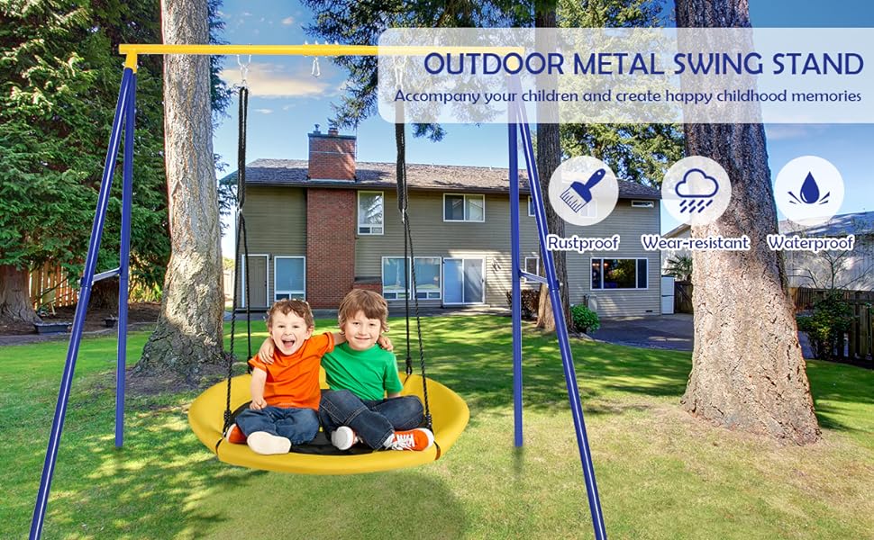 Costzon 40" Waterproof Saucer Tree Swing Set, Indoor Outdoor Round Swing with Adjustable Hanging Ropes, Safe and Sturdy Swing,Father's Day Gift Costzon 40" Waterproof Saucer Tree Swing Set, Indoor Outdoor Round Swing with Adjustable Hanging Ropes, Safe and Sturdy Swing,Father's Day Gift