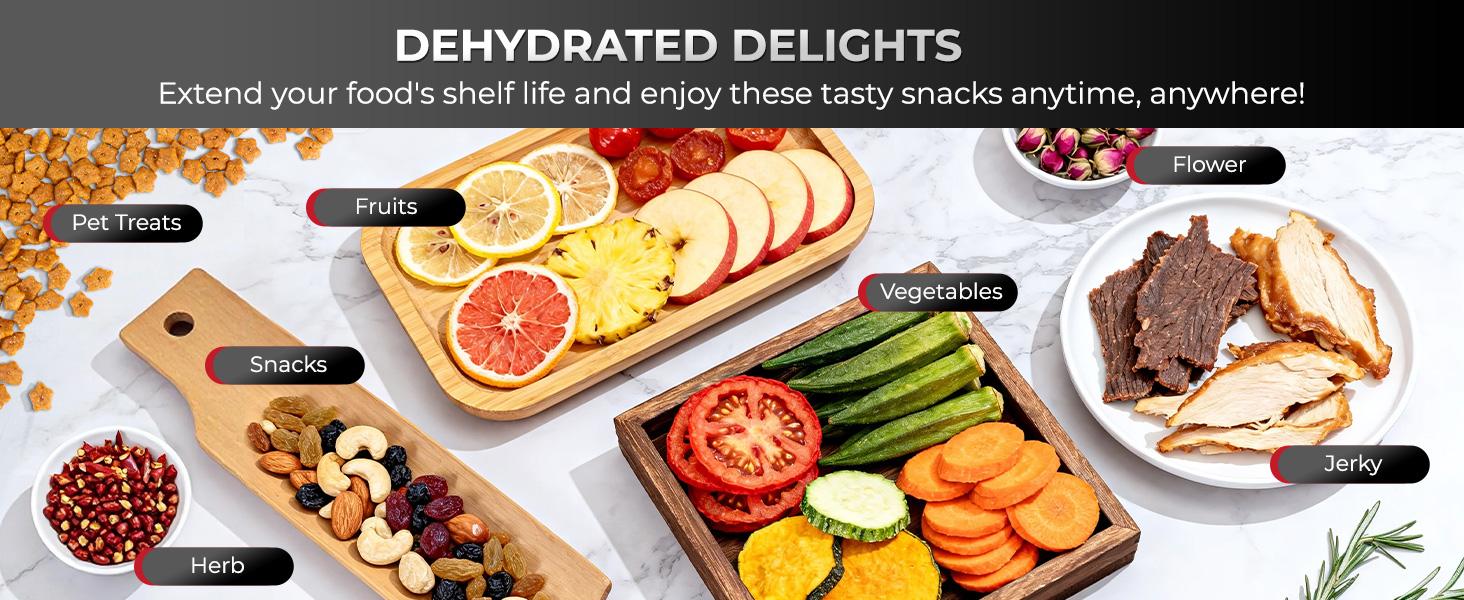 Rosewill Food Dehydrator Machine, 8 Stackable Trays with Adjustable 48H Timer and Temperature Control Up to 195F - Electric Food Preserver for Fruits, Veggies, Meats & Dog Treats