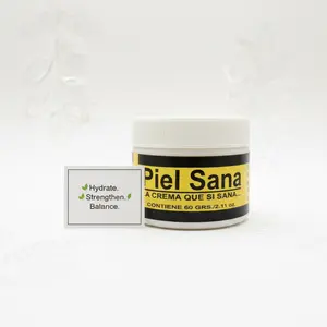 Piel Sana - (60 g) daily intensive repair cream. It utilizes Calendula Extract to relieve skin irritation, while leaving your skin feeling pleasantly smooth. This cream is perfect for eczema, rash, psoriasis, and generally itchy skin.