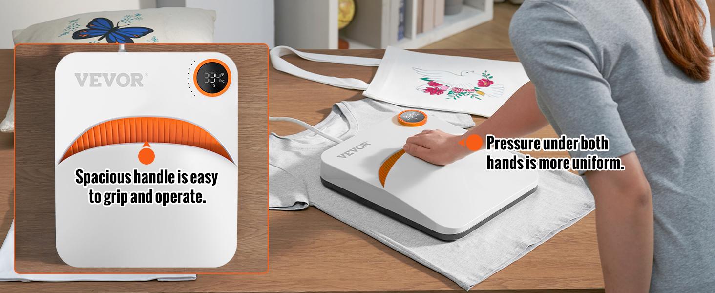 VEVOR Heat Press Machine, TikTokShopBlackFriday, 10x12inches Portable Shirt Printing Multifunctional Sublimation Transfer Heat Press Machine Teflon Coated, Easy Iron-on Press for T-shirts/Bags/HTV/Pillows Vinyl Projects
