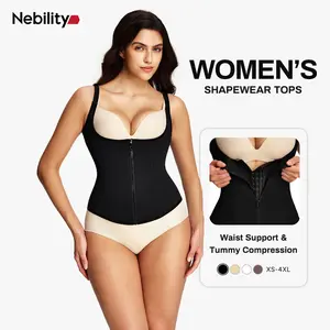 Nebility Women's Highwaist Corset Vest | Tummy Tuck Shapewear, Black | Sport & Daily Compression Womenswear Shaper Clothes Basic SpringStatements