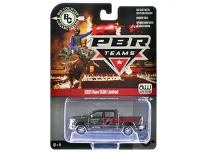 2021 Ram 1500 Limited Pickup Truck "PBR" Gray Metallic with Graphics 1/64 Diecast Model Car by Auto World