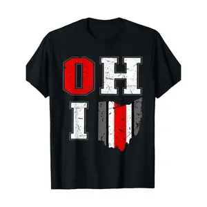Ohio State Buckeye Map Vintage Logo T-Shirt Casual Short Sleeve Crewneck Cotton Tee For All Season Wear