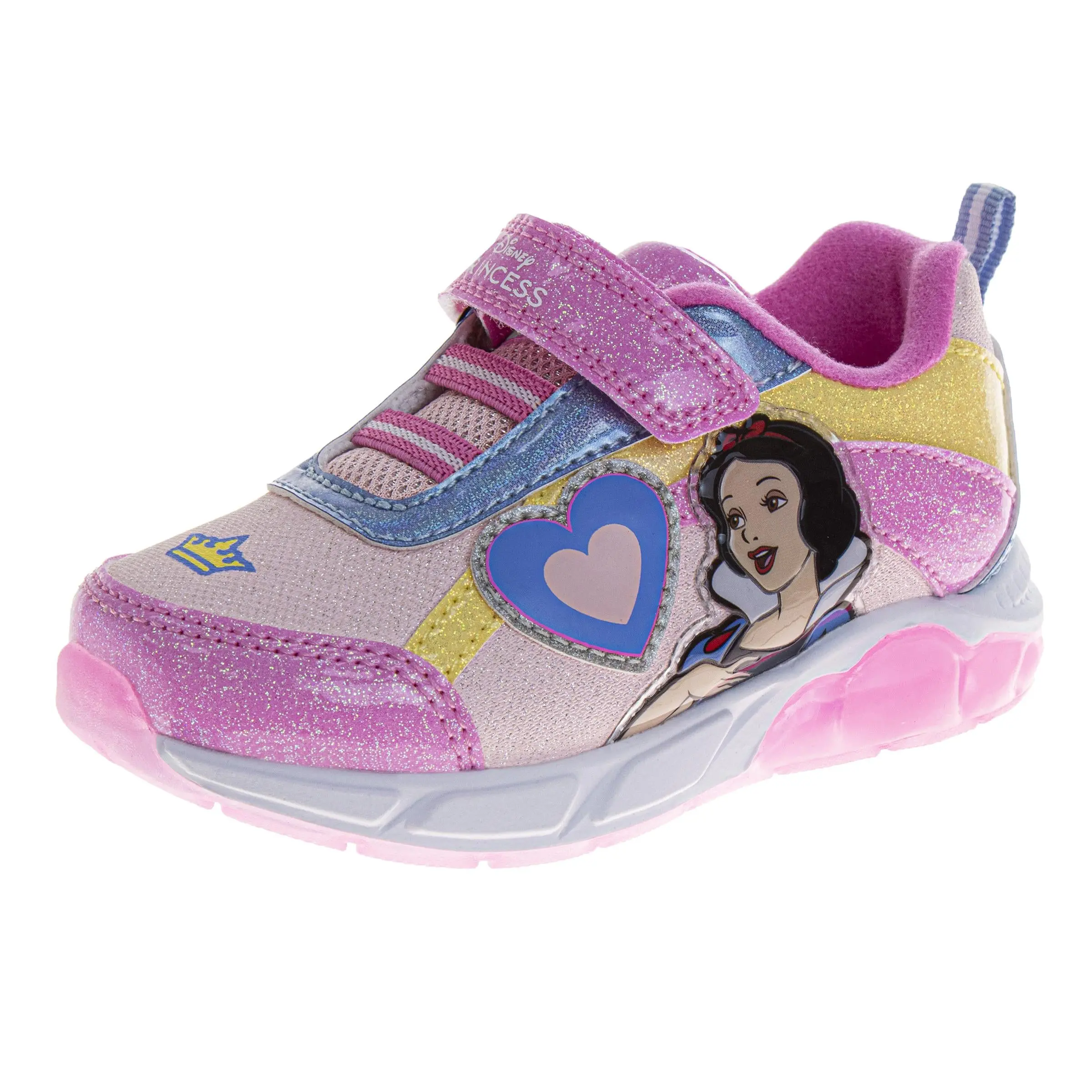 Disney Princess Girls' LED Sneaker Shoes - Little Kid, Easy Wear Style with Hook-and-Loop Closure, Sneaker Shoe, Led Shoes