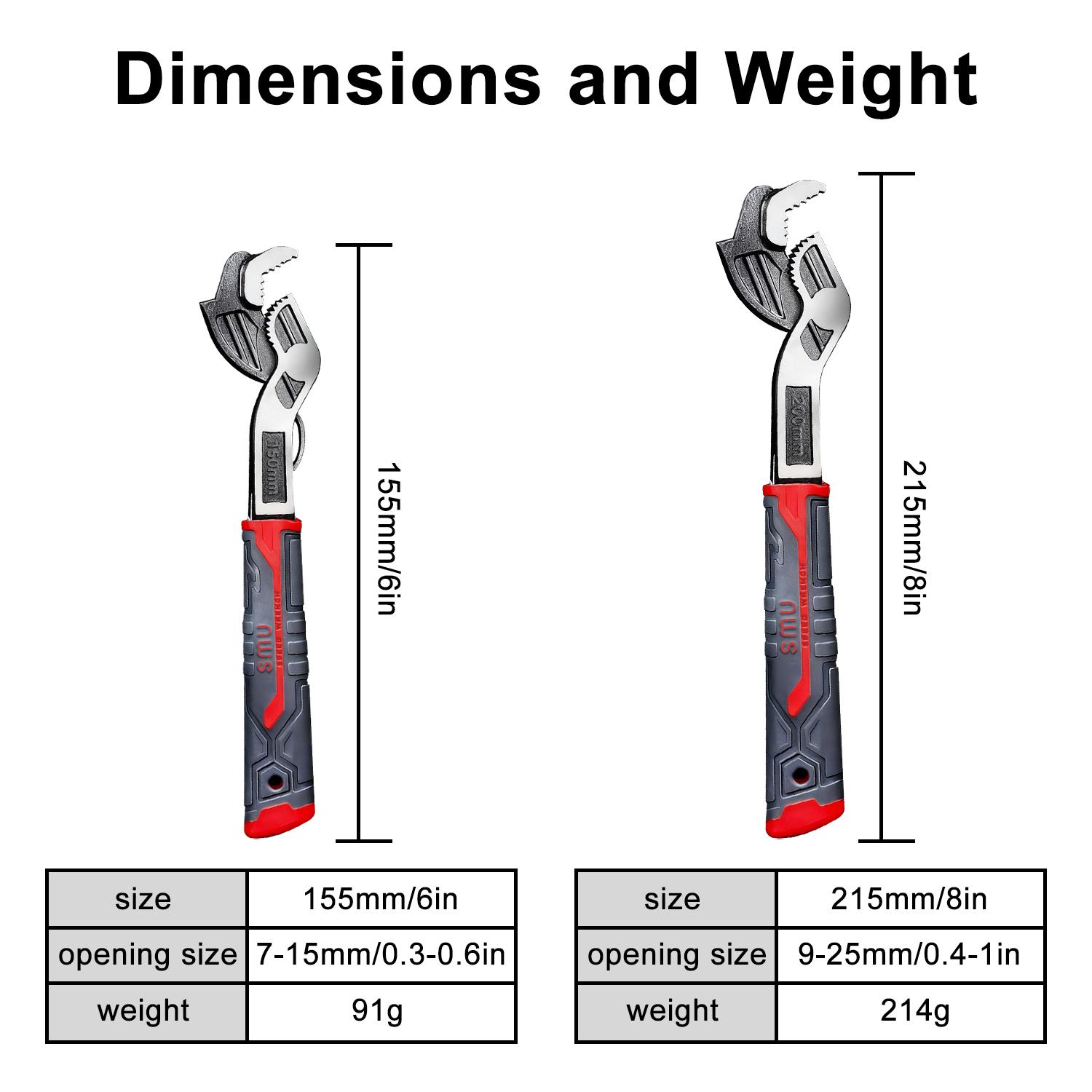 VAYWET Multifunctional Self-locking Wrench, 6, 8Inch Multi-model Pipe Flexible Wrench, Quick Opening For Water Heating Pipes, Pipe Wrench Set Self Adjusting Pipe Wrench Plumbers Wrench Auto Size Rapid Wrench for Car,Bicycle