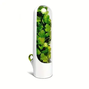4 PCS Kitchen Herb Saver Pods with Lid, Transparent Vegetable Storage Containers for Refrigerator, Multi-Herb Use Keeper for Freshest Produce (Cilantro, Mint, Asparagus)