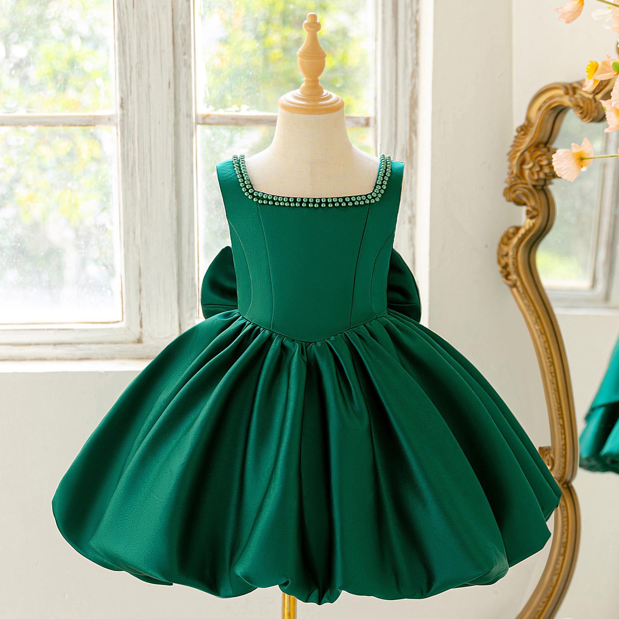 6030 Girls beautiful flower bud fashionable and popular dress Barbie pink popular dress skirt high-end elegant design pearl decoration