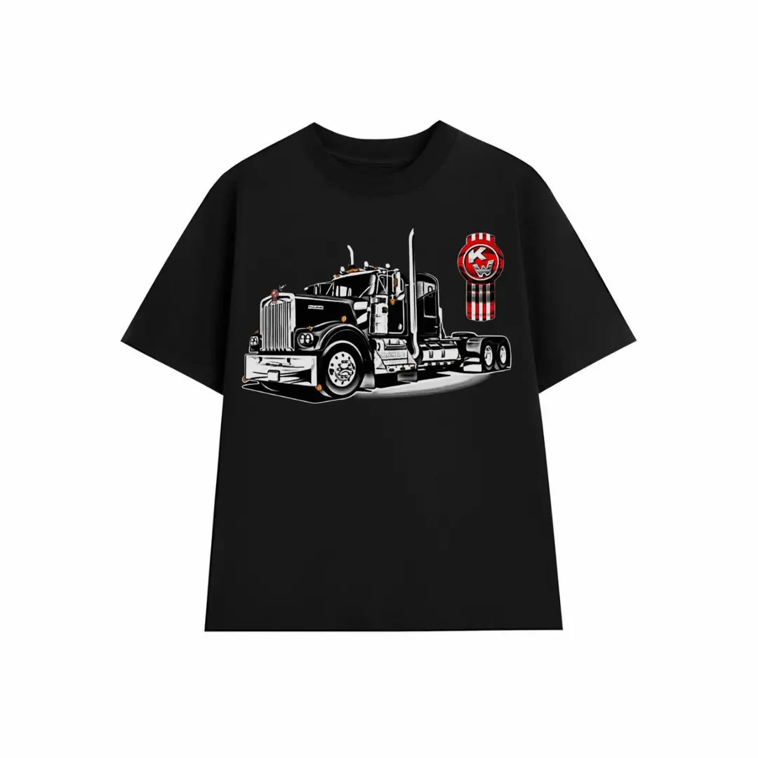 Kenworth Highway King Cotton T-Shirt - Unisex Round Neck Casual Streetwear Menswear Sport Top, Bold Truck Graphic Print, Easy Fit for Outdoor Trips, Perfect Gift for Truckers