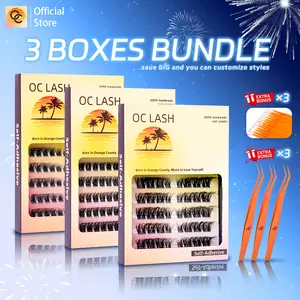 【3 boxes BUNDLE/SAVE BIG】【Customized Bundle】OC DIY Eyelashes Self Adhesive Lash Clusters Pre glued Eyelash Clusters No Glue Needed Lashes Wispy D-curly Cluster Eyelash extensions 8-22mm Individual Lashes