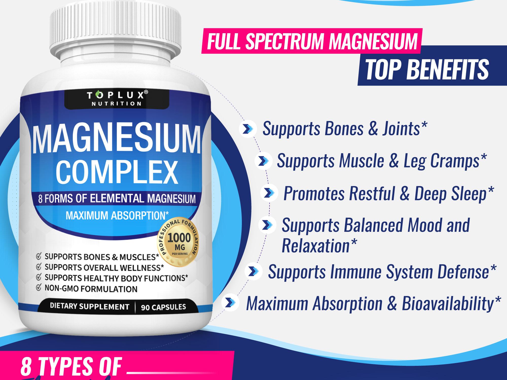 Toplux Magnesium Complex 8 Essential Magnesium Supplement 1000mg