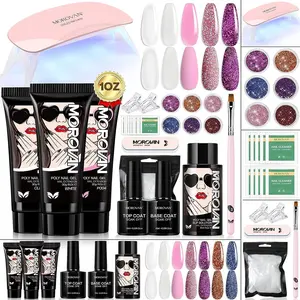 Morovan Poly Nail Gel Kit - Vibrant Colors with UV Light  for Beginners, All-In-One Manicure Set for DIY Nail Extensions at Home