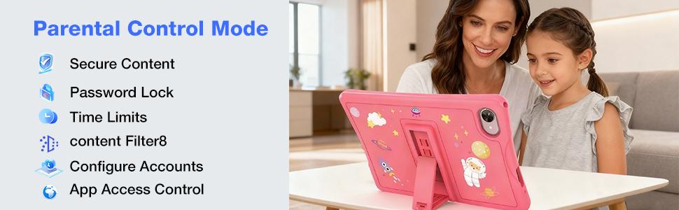 Redbeat B2 tablet for kids, 10.1-inch Android 15 (4+12ext)GB + 64GB, 5G, WIFI, parental controls, protective case, dual cameras, child protection, eye protection, eco-friendly materials, Christmas gift.