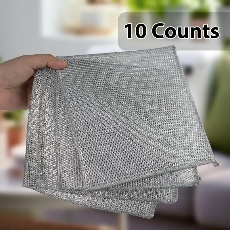 Kitchen Cleaning Cloths (10-Count, 7.8x7.8 in) - Multifunctional Non-Scratch Fiber Rags, Water-Absorbent Fast-Drying Washable Reusable for Grill & Oven Clean, Stovetop Scrub, Wet/Dry Power Use