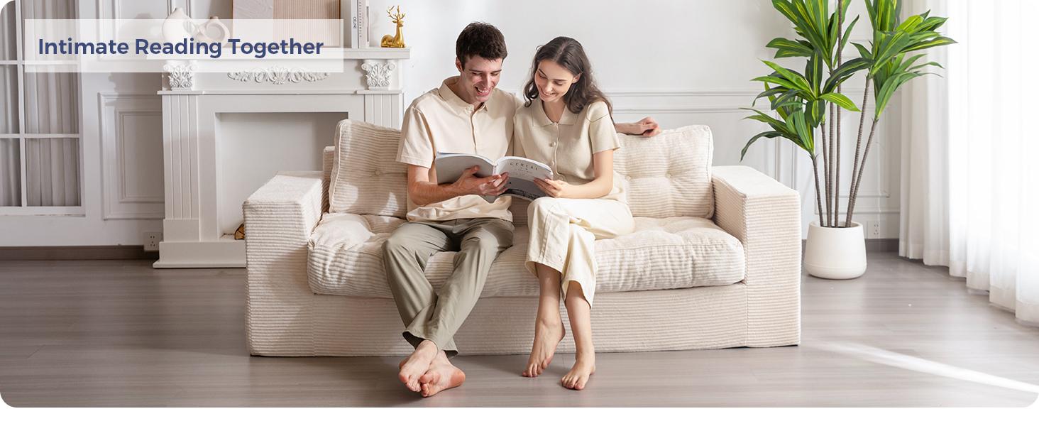 MAXYOYO 3 Seater Couch for Living Room, Boneless Couch with Tufted Cushion & Backrest, Upholstered Floor Sofa with Armrests, Sofa in A Box, No Assembly Required