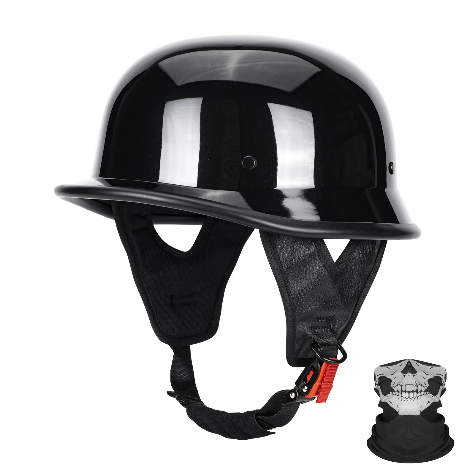 DOT Approved German-Style Half Helmet, Lightweight Open Face Motorcycle Helmet for Cruiser & Chopper Riders
