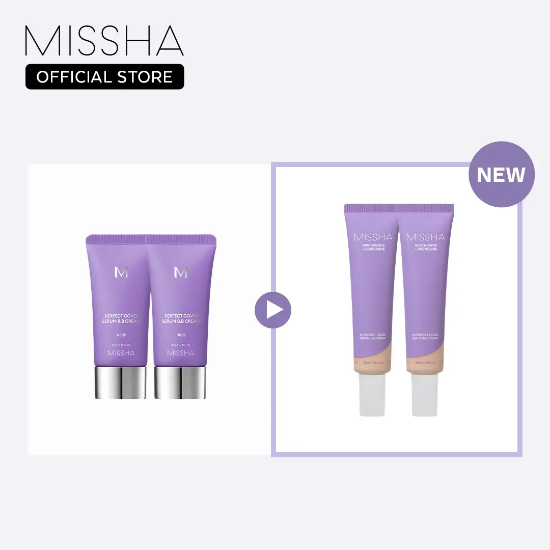 [MISSHA Official] VIRAL BB DUO! M Perfect Cover Serum BB Cream Bundle - Bifida Ferment Lysate Serum-Infused BB Cream Bundle for Anti-Aging Skin Rejuvenation, Skin Tint, Tinted Moisturizer,Glass Skin CardiBB OGBB PurpleBB