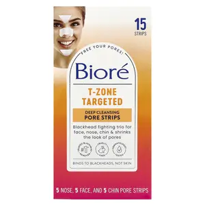 Biore T-Zone Targeted Deep Cleansing Pore Strips, 15 Strips