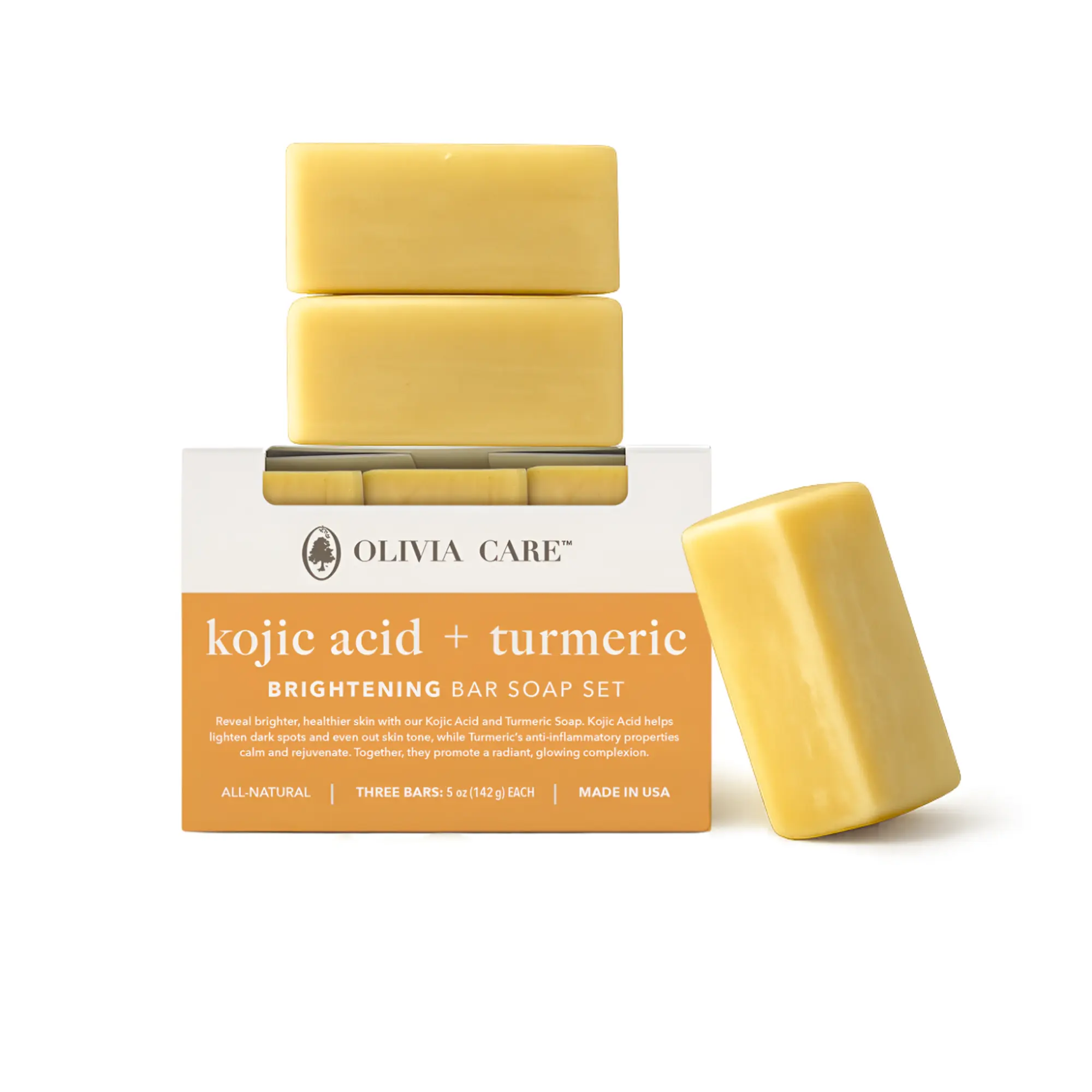 Kojic Acid + Turmeric Soap Bars (3 Pack) – Brightening & Cleansing Body Soap for Smoother, Radiant-Looking Skin