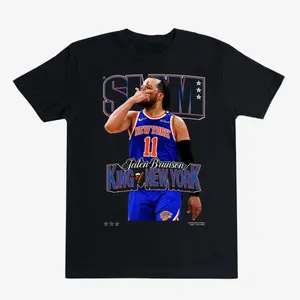 Jalen Brunson “King of New York” Basketball T-Shirt – Black Graphic Tee Featuring SLAM Style New York #11 Pro Hoops Star Design