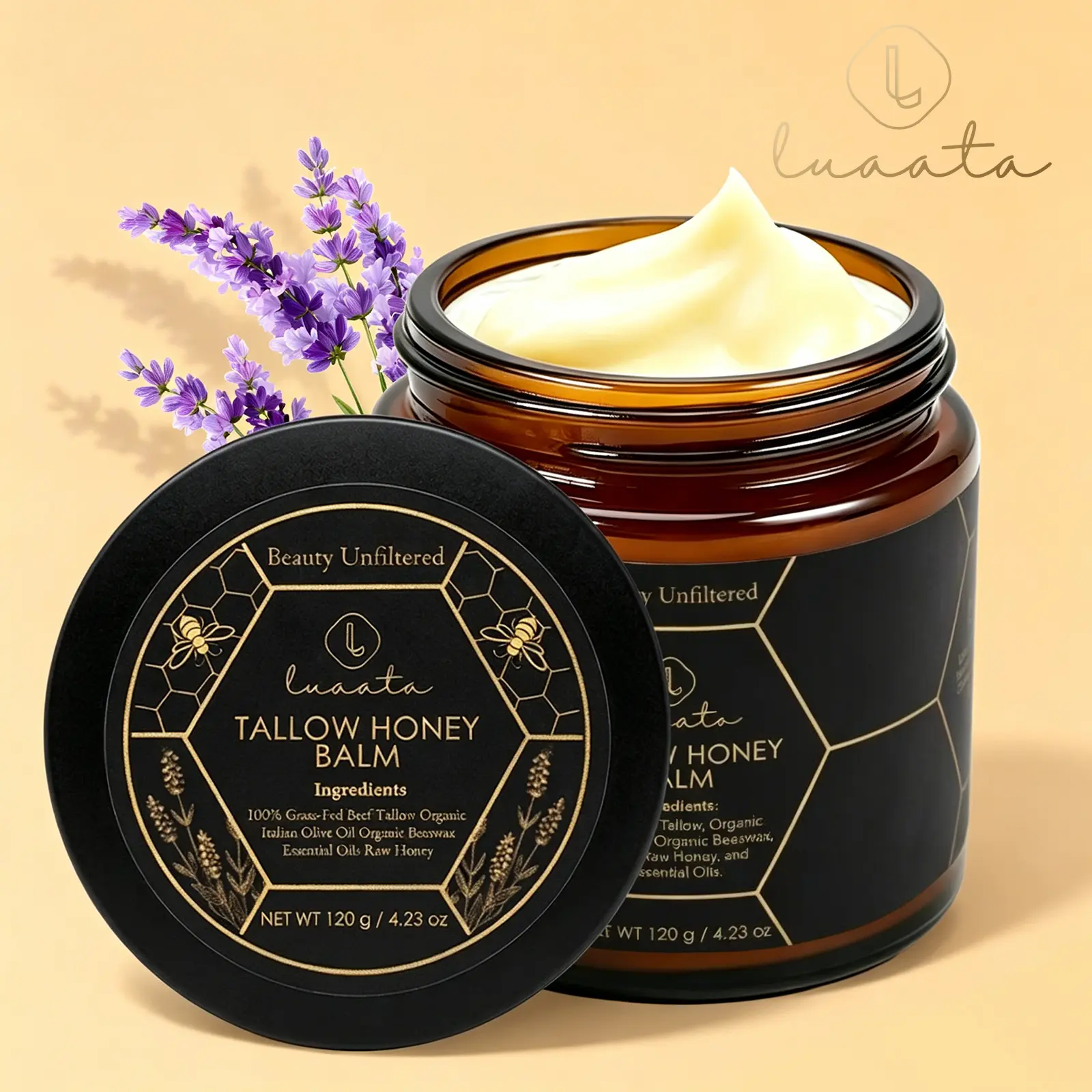 LUAATA Natural Anti-Aging Beef Tallow Moisturizer - Balm Skincare Cream for Dry Rough Skin Tallow - Lotion for Hydration Firmness Wrinkle Repair & Glow Honey Beef Tallow Hydrating Smooth Skin Nourishing Moisture #sohochic