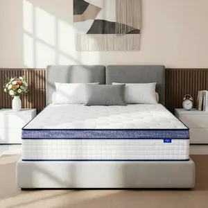 Hybrid Mattress in a Box, 8/10/12/14/16 Inch,Twin/Full/Queen/King, Gel Memory Foam & Zoned Support Springs, Pressure Relief, BreathableFabric, Motion Isolation【CertiPUR-US & OEKO-TEX Certification】