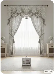 AZALEA LUXURY JACQUARD CURTAIN WITH ATTACHED VALANCE