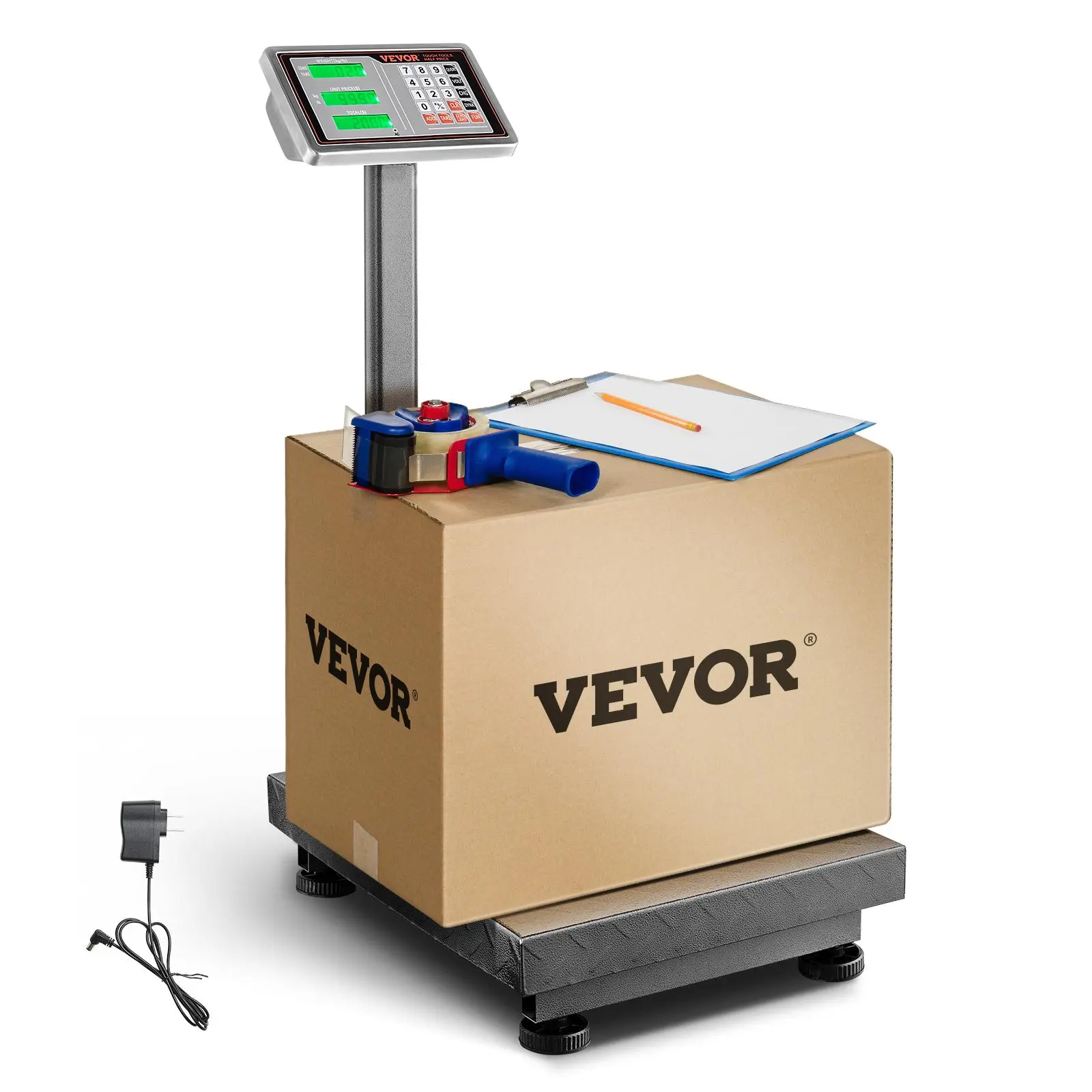 【SummerFinds】VEVOR Computing Digital Platform Scale,  660 lbs Load, 0.1 lbs Accuracy Computing Floor Scale with LB/KG, Tare, Price Calculator, Stainless Steel High-Definition Display for Boxes, Luggages, FCC Listed