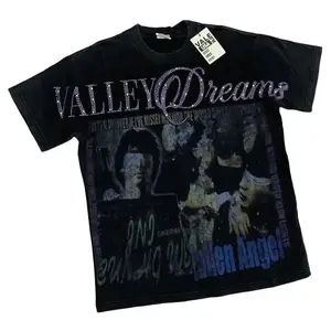 VALLEY Short Sleeve T-shirts Retro Wash Old Streetwear Men Women Couples Movie Poster Character Print Hot Vale Top Tee Womenswear Clothes