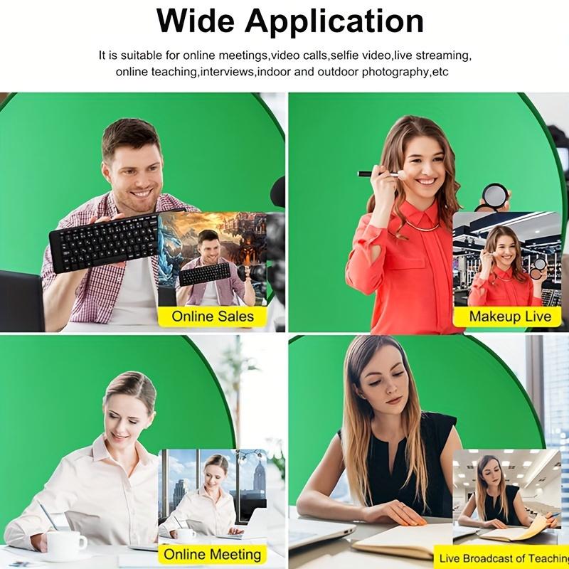 [Portable Green Screen] Foldable Polyester Portable Round Green Screen Chair Backdrop for Video Conferencing and Live Streaming - Easy Carry Handle