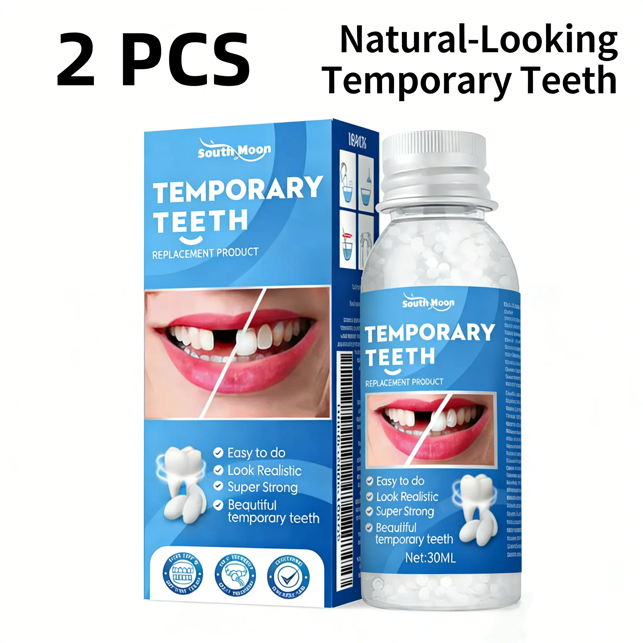 Temporary Tooth Repair Kit, For Missing or Broken Teeth, Dental Restoration & Replacement, Mouldable Dentures for Confident Smiles, Suitable for Halloween Horror Themed Party Makeup